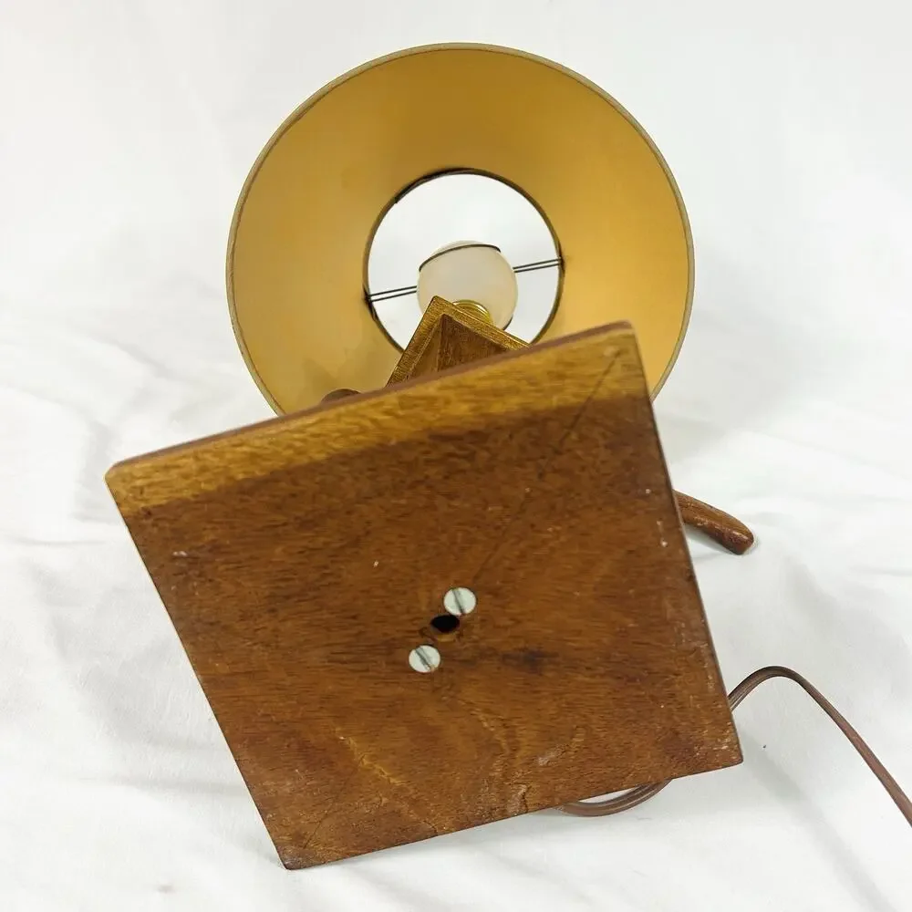 Vintage Wooden Water Pump Table Accent Lamp w/ Clip On Shade Cottage Grannychic